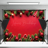 Lofaris Rot Gold Flitter Süßigkeiten Kiefer Blätter Weihnachten Hintergrund